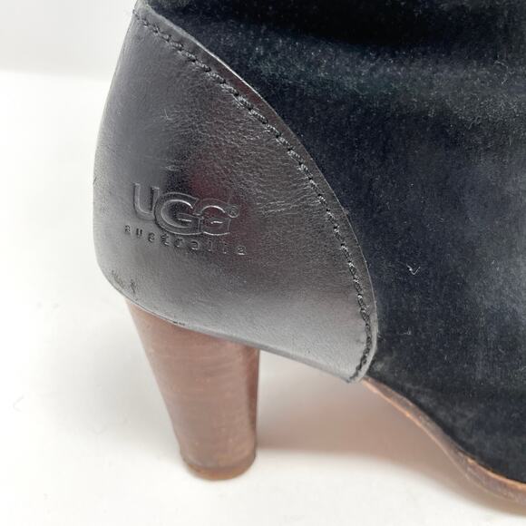 UGG Black and Cream Heeled Boots - Picture 4 of 11